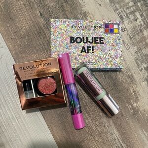 Revolution Boujee AF Pallette, Eye Foil, Cosmic Kiss Tint, And Conceal & Correct